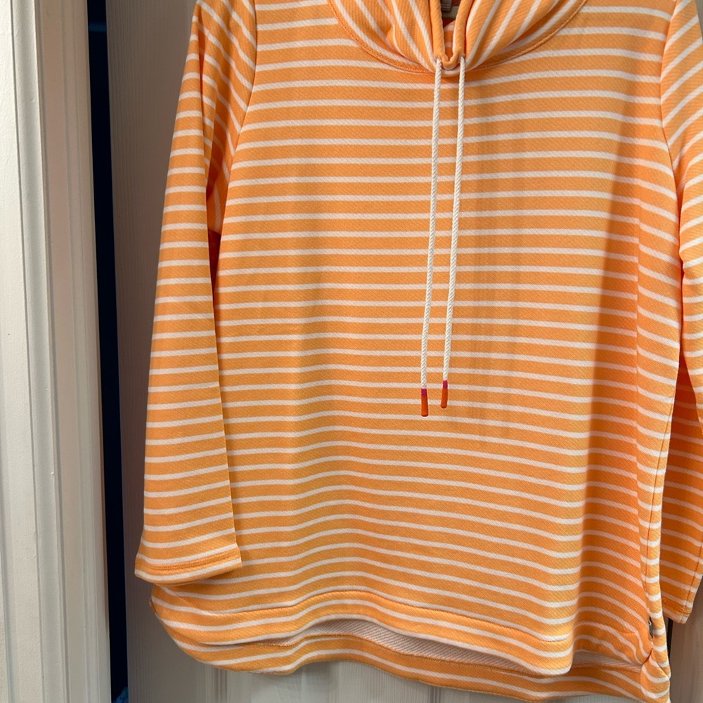 T by Talbots Pullover, light orange & white, 1X (see note)